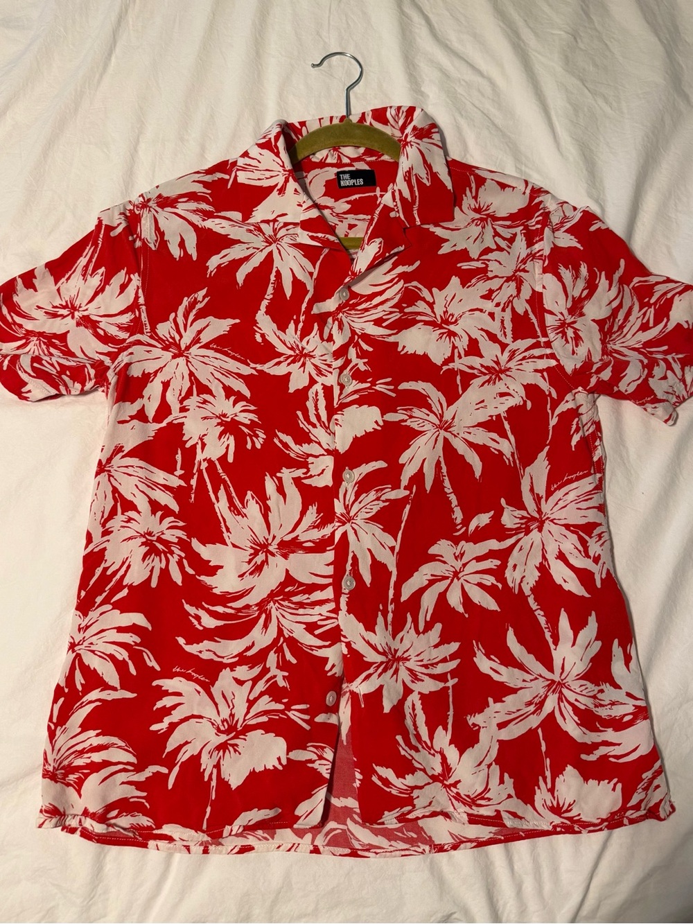 The Kooples Red and White Floral Casual Button Down Shirt